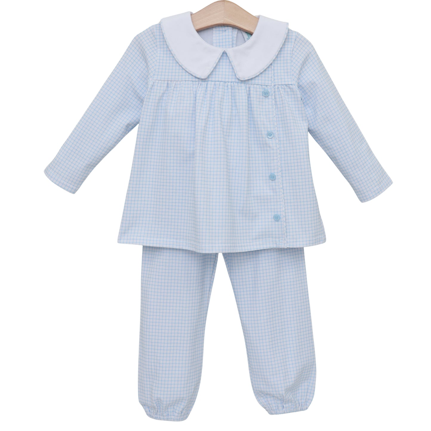 Jellybean by Smock Candy Liam Bloomer Pants Set - Light Blue Windowpane