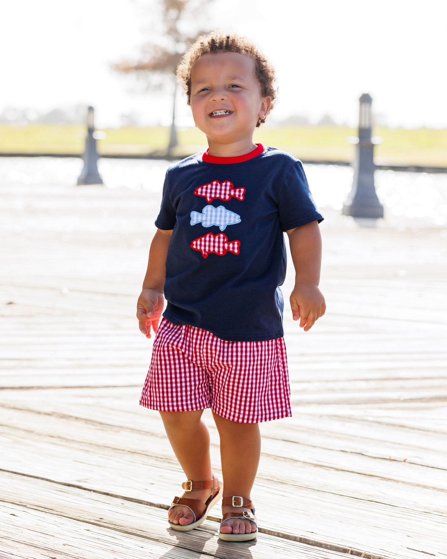 Jellybean by Smock Candy Patriotic Fish Trio Short Set