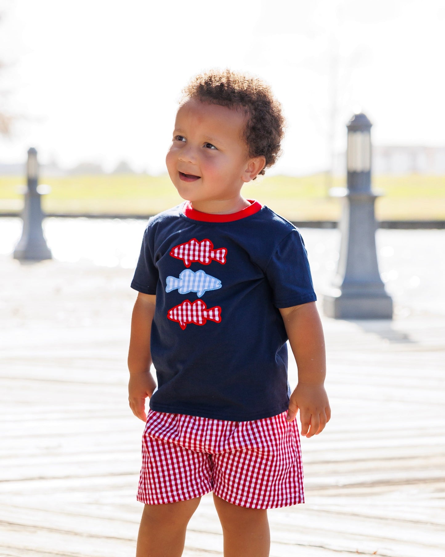 Jellybean by Smock Candy Patriotic Fish Trio Short Set