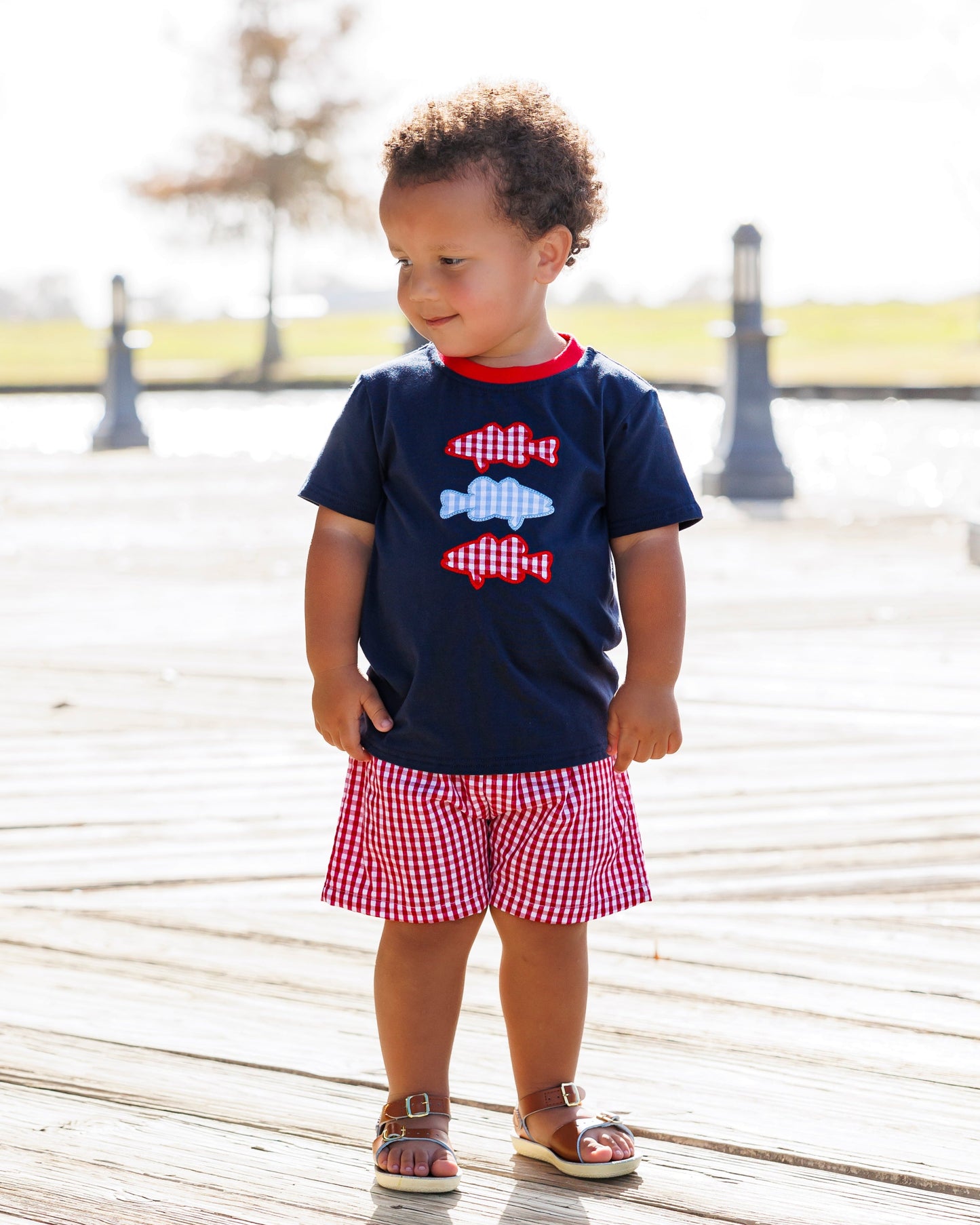 Jellybean by Smock Candy Patriotic Fish Trio Short Set