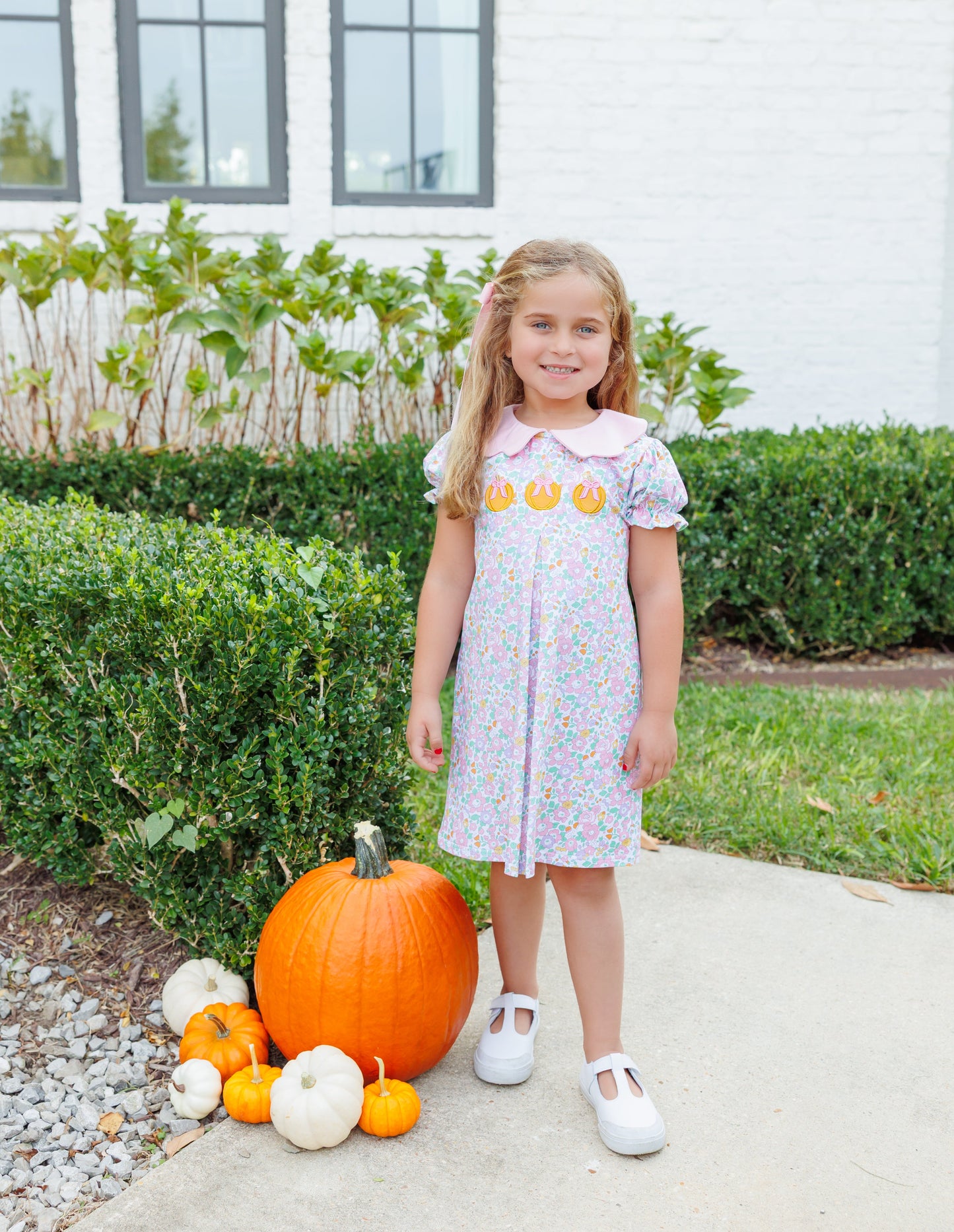 Trotter Street Kids Pumpkin Floral Dress