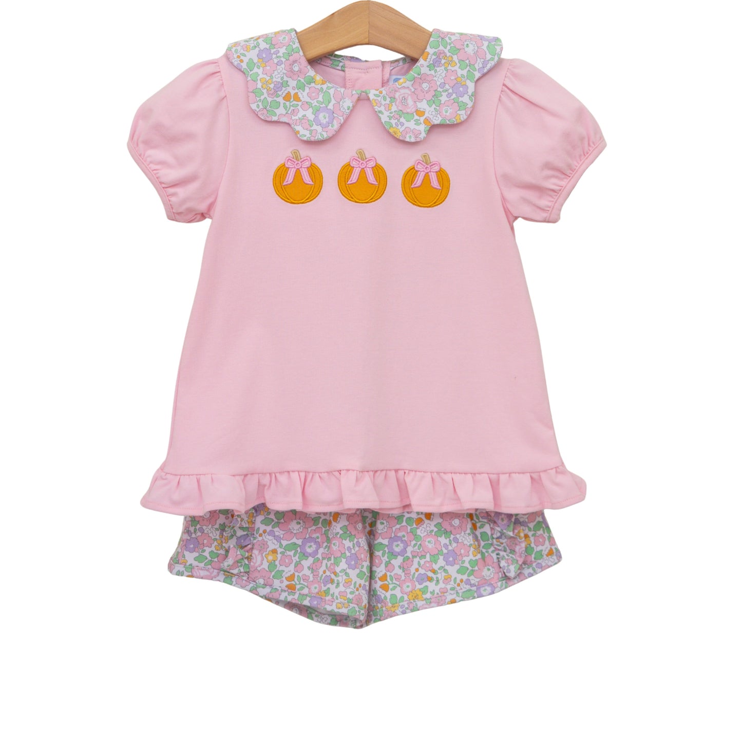 Trotter Street Kids Pumpkin Floral Short Set