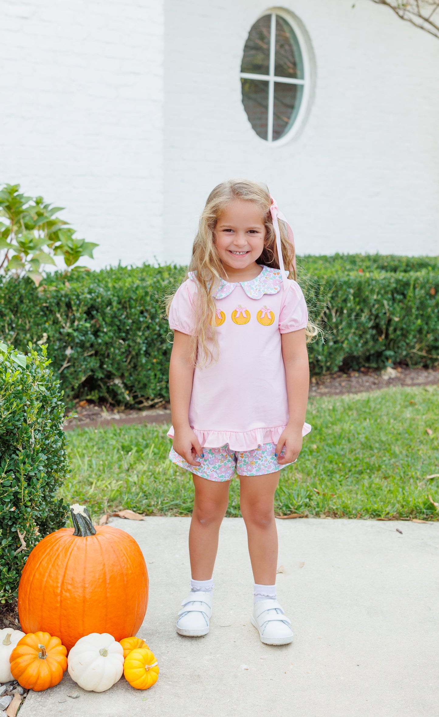 Trotter Street Kids Pumpkin Floral Short Set