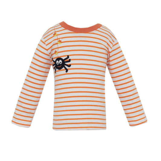 Claire & Charlie Spider Boy's Orange Knit Stripe T-shirt