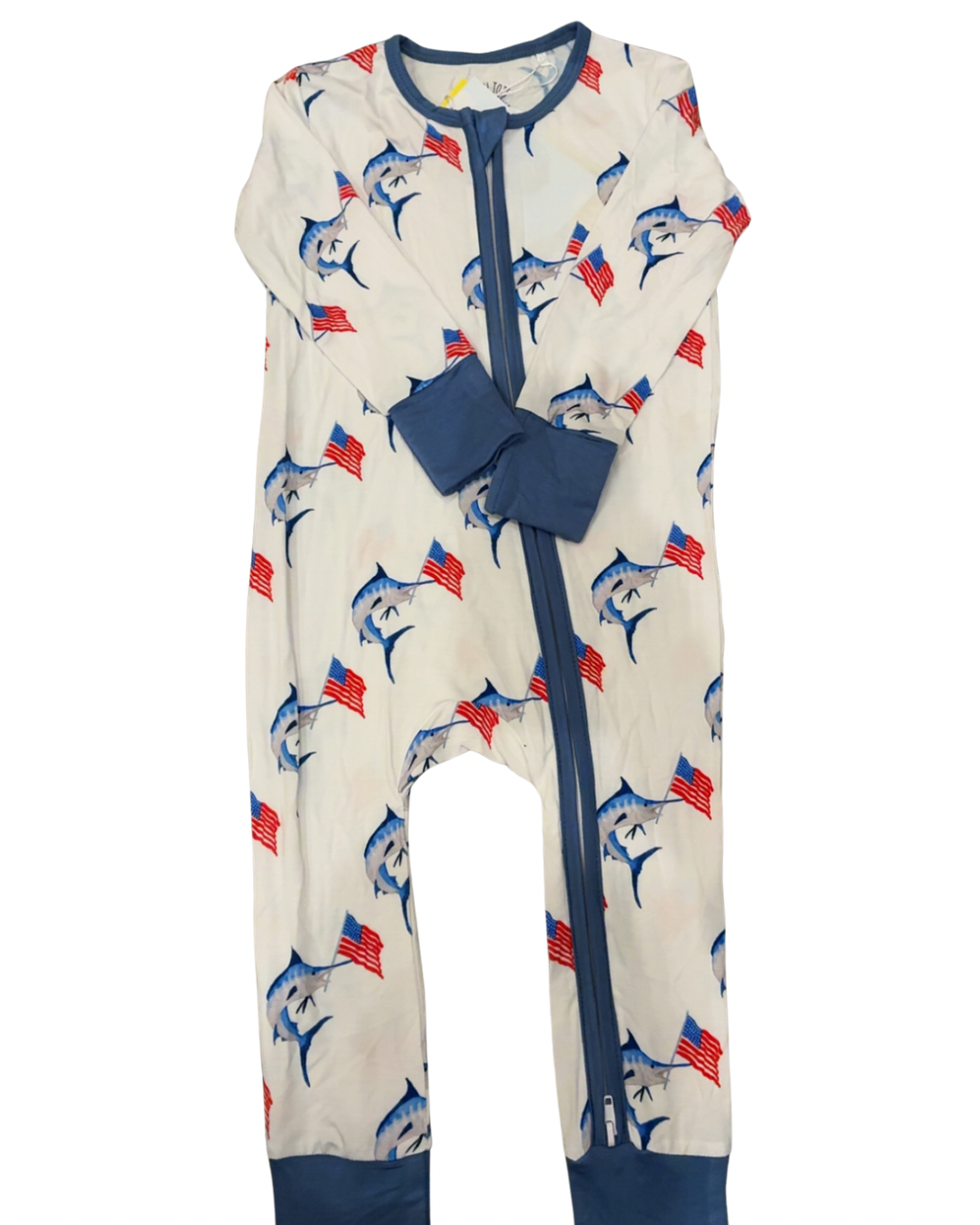Tidal Tots Merica' Marlin Zipper Footie PJ's
